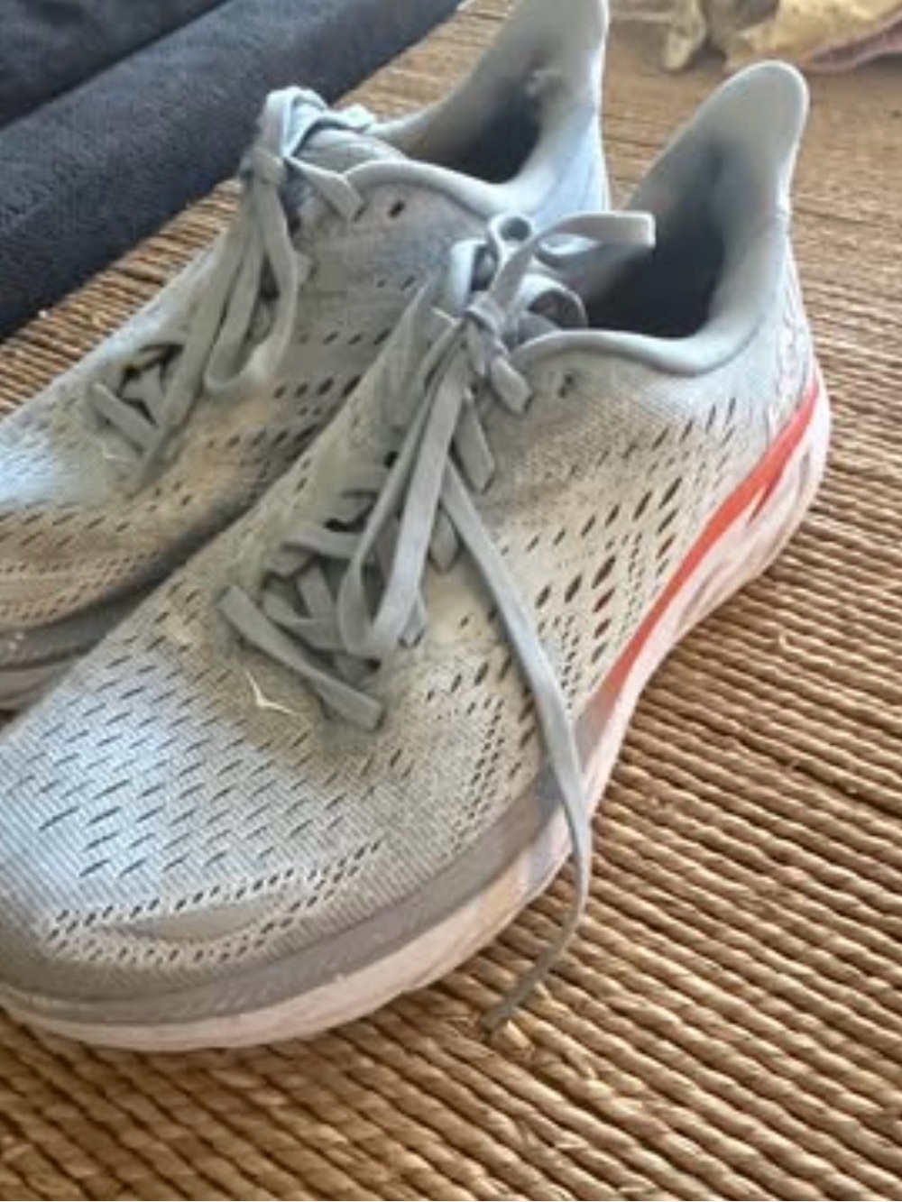 Light blue/gray  Women's Running Sneakers with Coral Accent